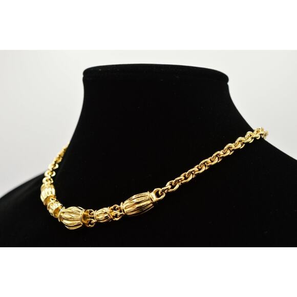 Givenchy Vintage Collar Necklace Chunky Linked Chain Gold Toggle Signed 80s BinP - Picture 2 of 12